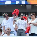 Fans dance in the stadium, celebrating Ole Miss led over UT-Martin.