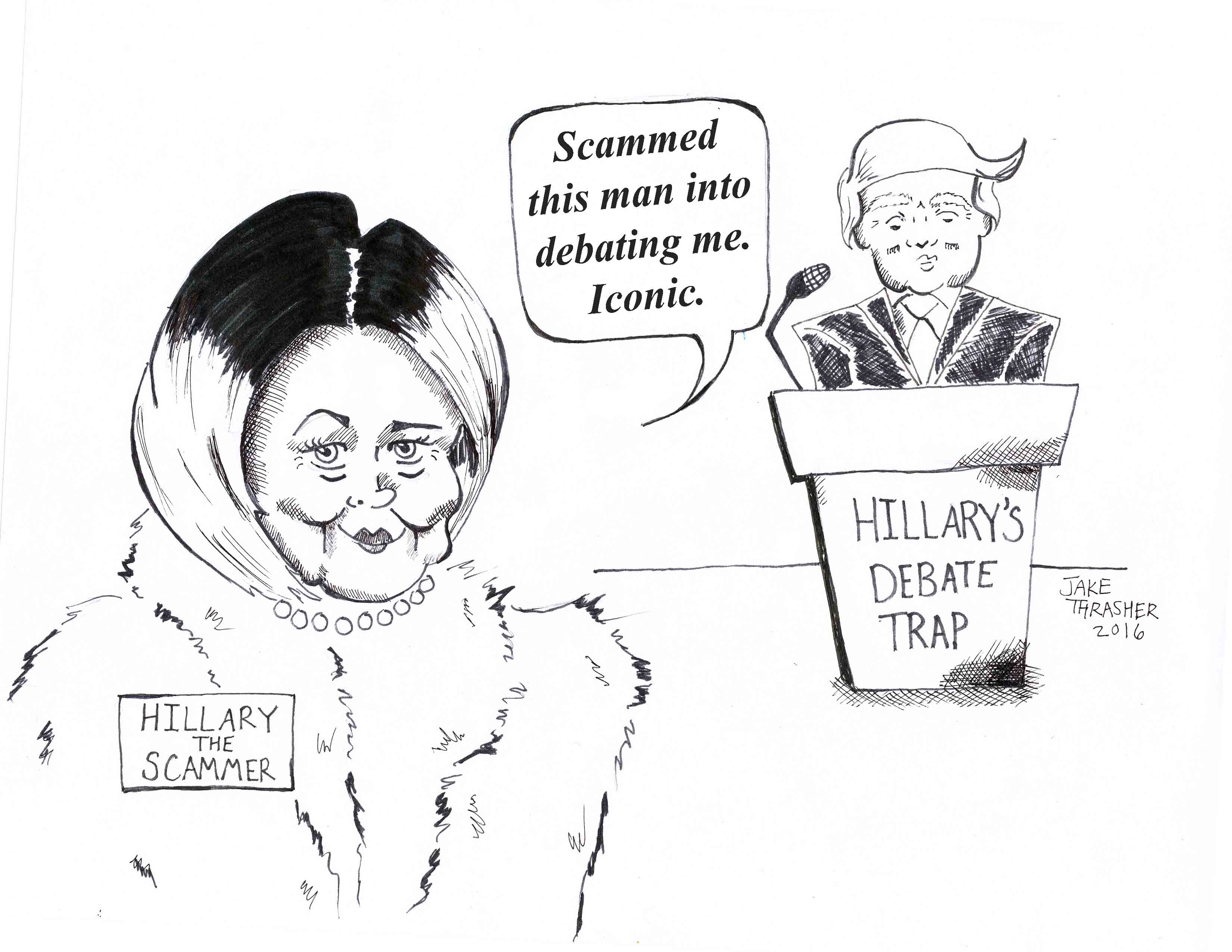 joanne the scammer, trump. hillary, debate