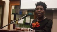 Pamela Junior, director of the Mississippi Civil Rights Museum, speaks in the library on campus today. Photo by Chase Roberts