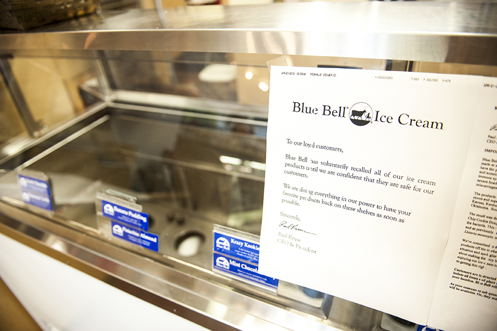Blue Bell ice cream recall affects Oxford, University