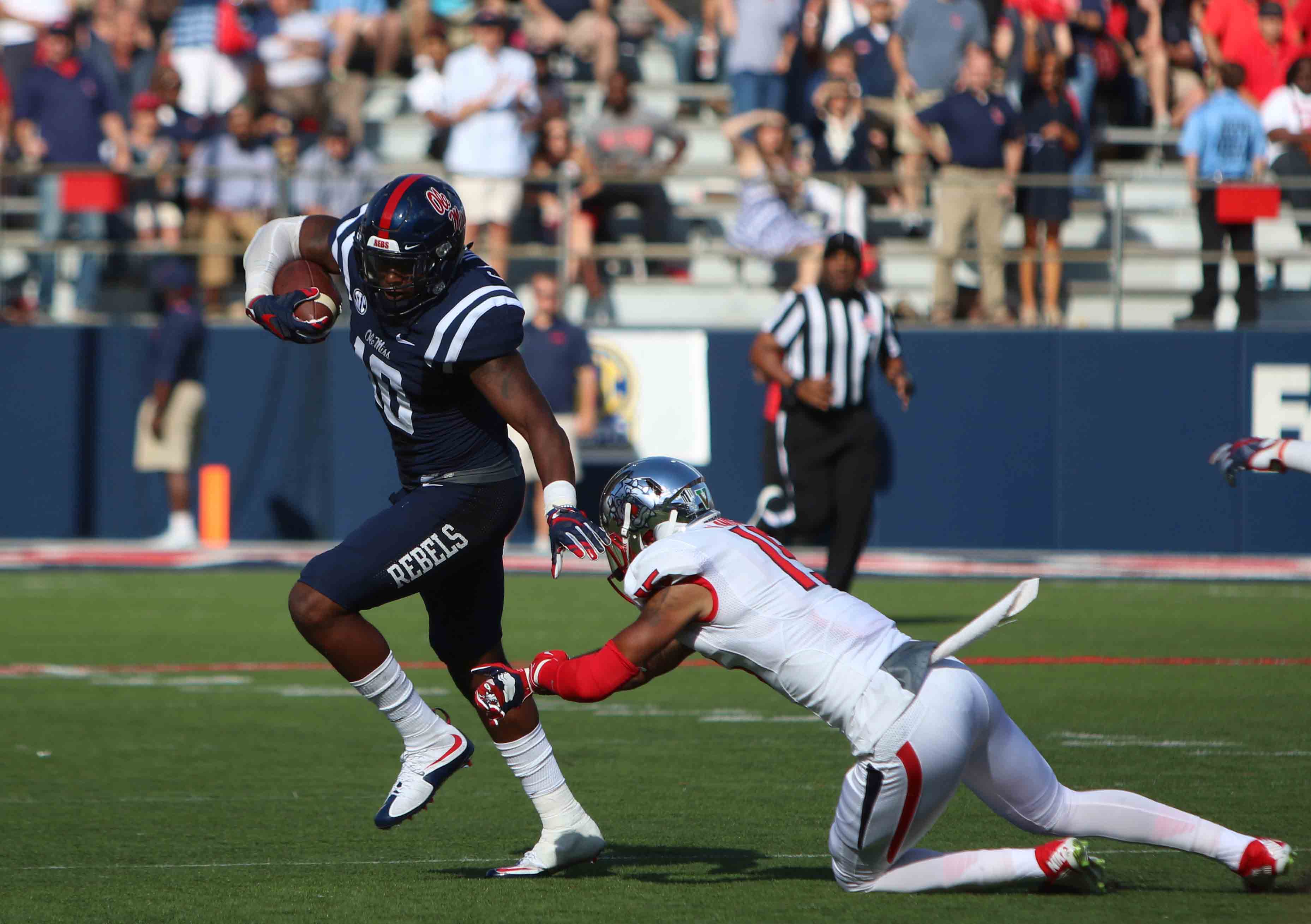 Rebels move up in AP Poll with substantial 73-21 victory
