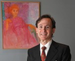 Bruce Levingston with Hull’s work, “Pink Lady.” Courtesy of Bruce Levingston.