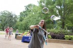 Merv Webb creates bubbles ouside of the Union.