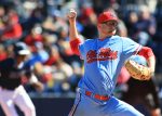 Brady Feigl pitches against University of North Carolina Wilmington on Sunday.