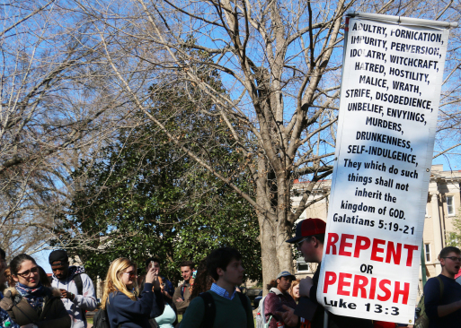 Consuming Fire Fellowship protest angers students Monday