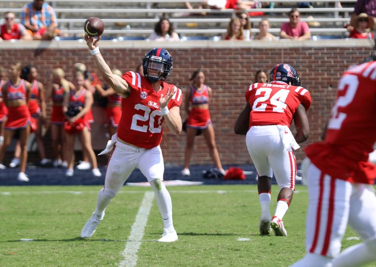 After shaky start, Shea Patterson finds mojo and leads Rebels to 45-23 victory