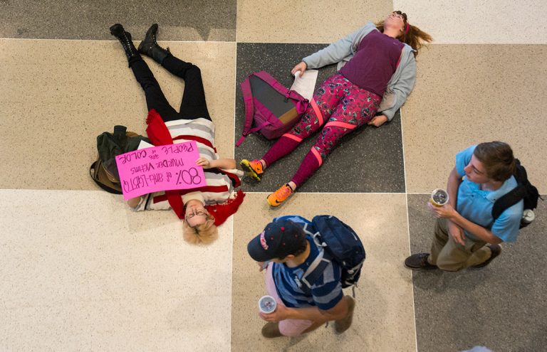 Transgender awareness ‘die-in’ cut short Tuesday afternoon