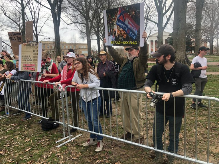 ‘Why should we have to be silent?’ Counterprotesters battle hate, rain on Saturday